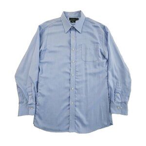 Ralph Lauren Green Label Shirt Men's 17 1/2 - 34/35 Blue Herringbone Non-Iron